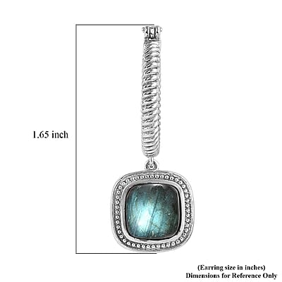 EverTrue Malagasy Labradorite 9.70 ctw Earrings in Stainless Steel