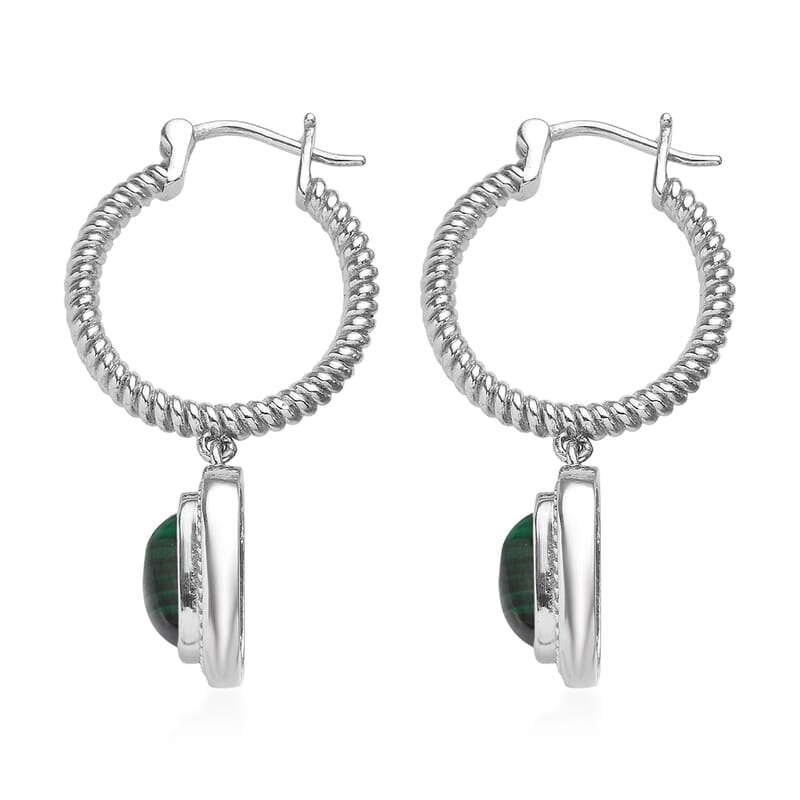 EverTrue African Malachite 11.10 ctw Earrings in Stainless Steel