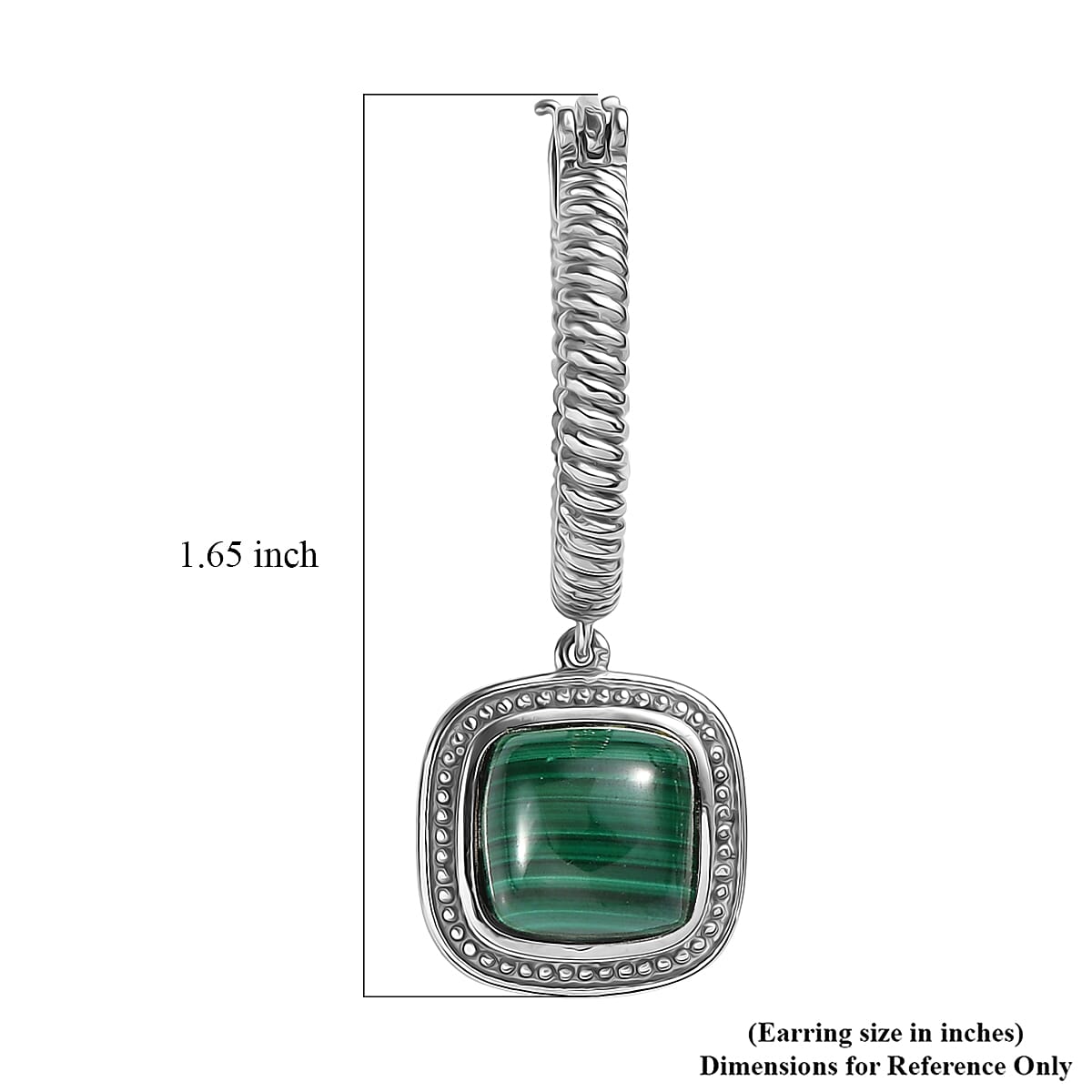 EverTrue African Malachite 11.10 ctw Earrings in Stainless Steel