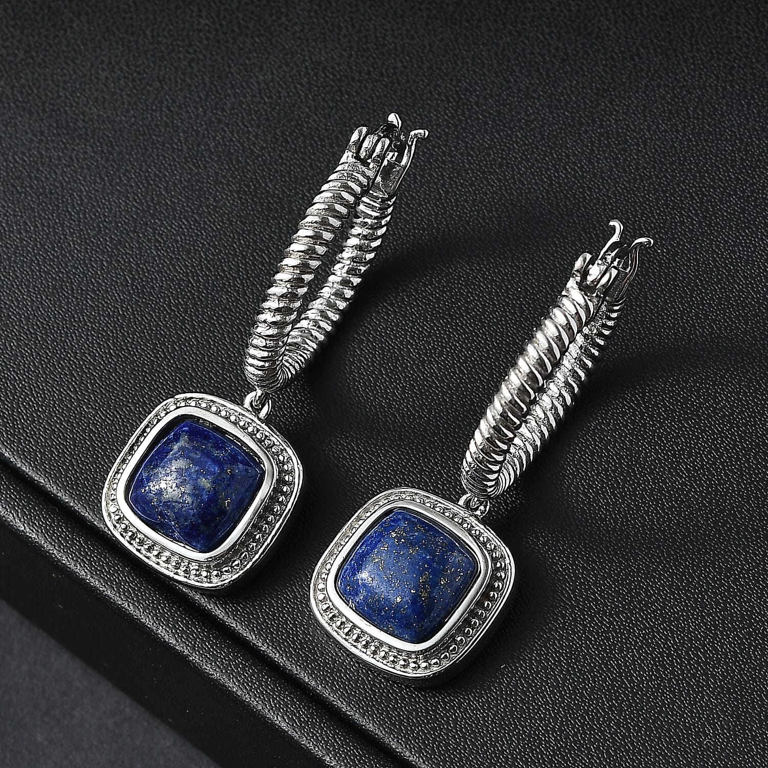 EverTrue Lapis Lazuli 9.20 ctw Earrings in Stainless Steel