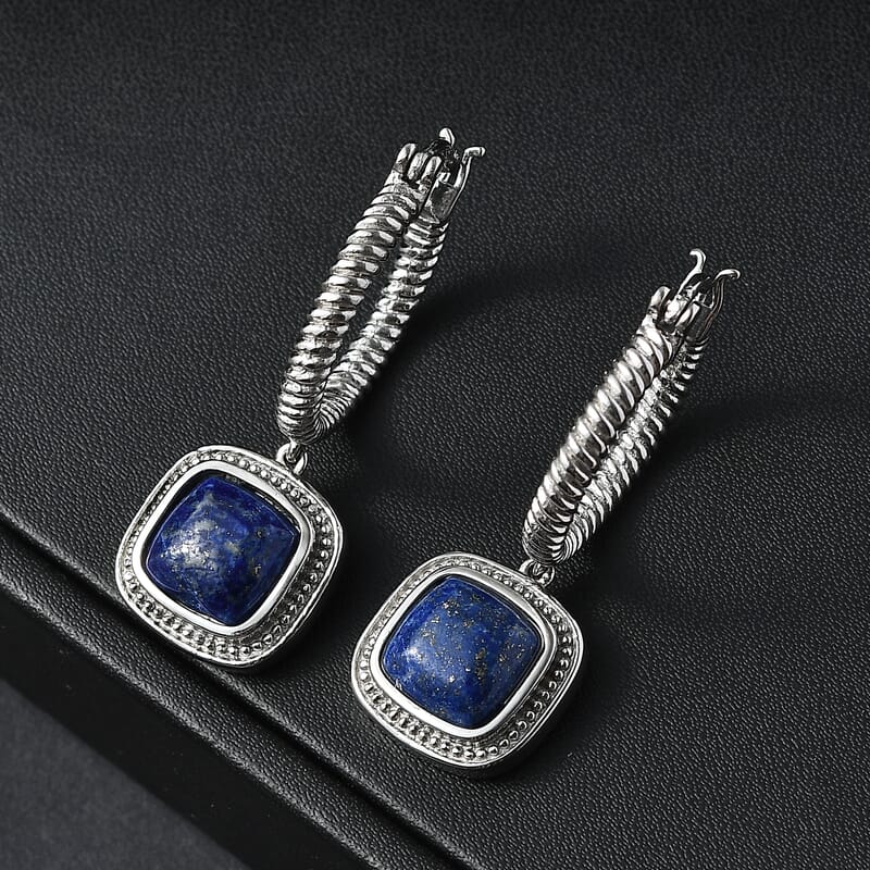 EverTrue Lapis Lazuli 9.20 ctw Earrings in Stainless Steel