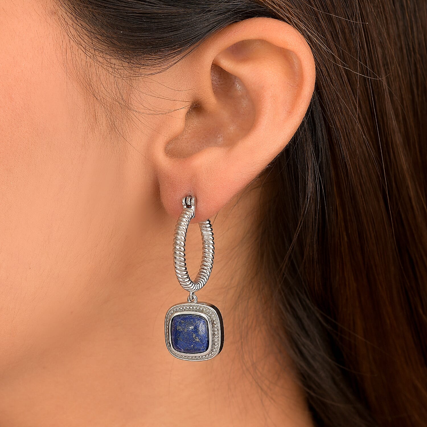 EverTrue Lapis Lazuli 9.20 ctw Earrings in Stainless Steel