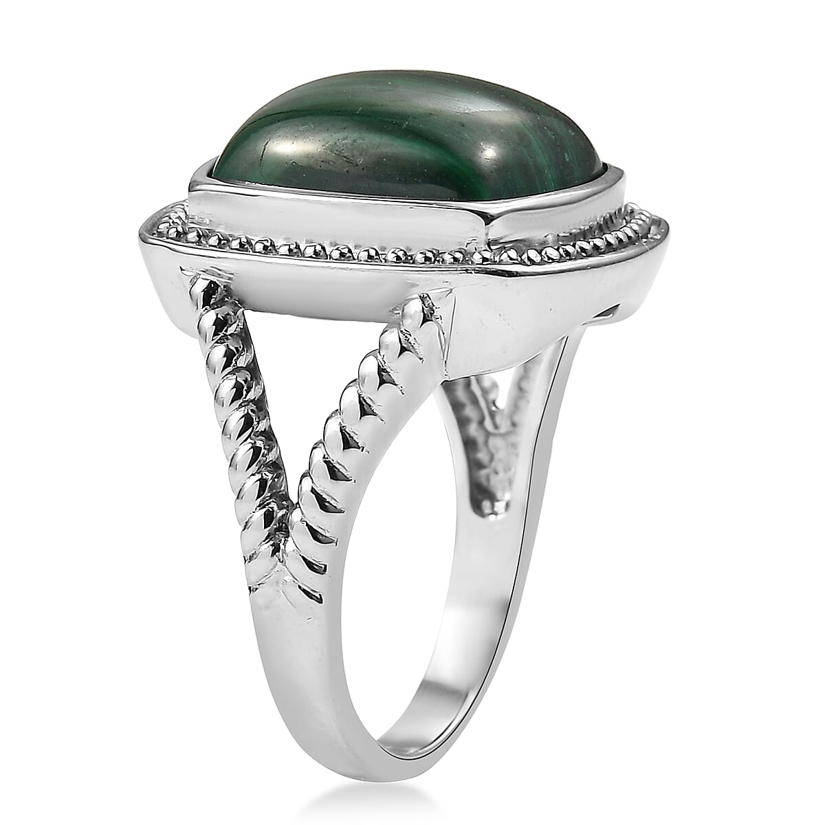 EverTrue African Malachite Ring in Stainless Steel 12.00 ctw (Size 8.0)