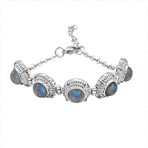 EverTrue Malagasy Labradorite 11.10 ctw Bracelet in Stainless Steel (6.50 In)