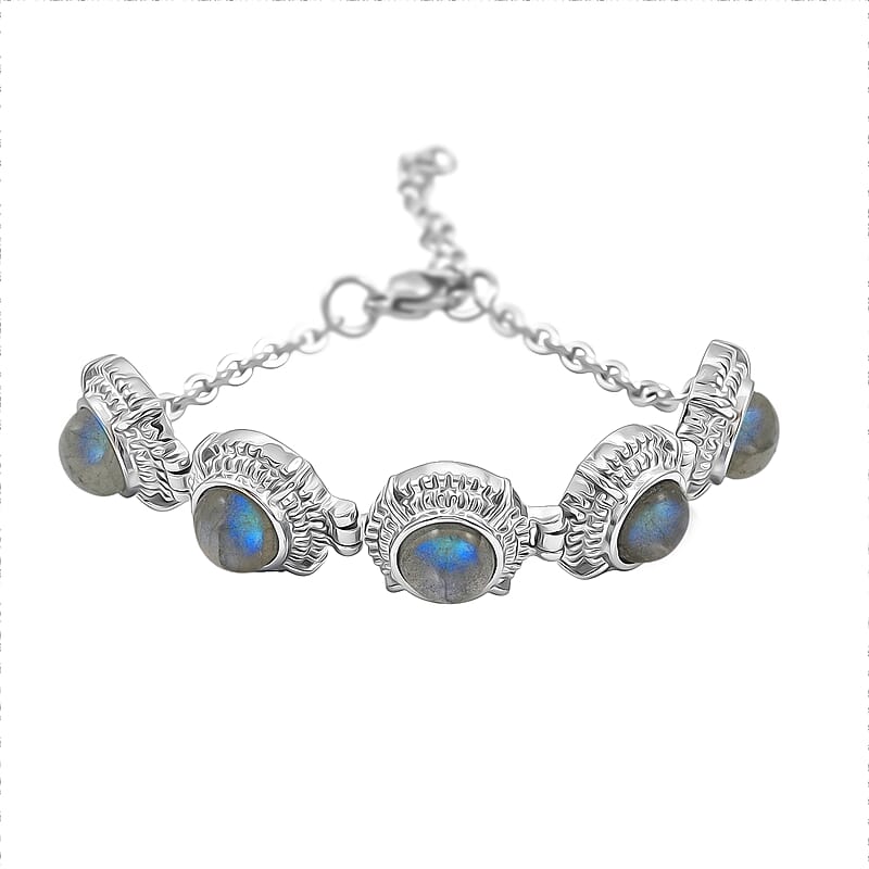 EverTrue Malagasy Labradorite 11.10 ctw Bracelet in Stainless Steel (6.50 In)