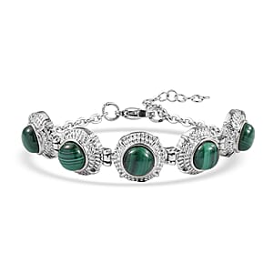 EverTrue African Malachite 15.65 ctw Bracelet in Stainless Steel (6.50 In)