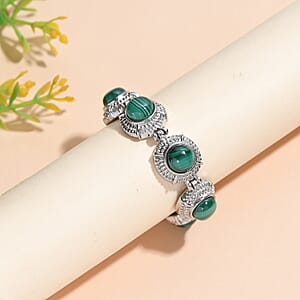 EverTrue African Malachite 15.65 ctw Bracelet in Stainless Steel (6.50 In)