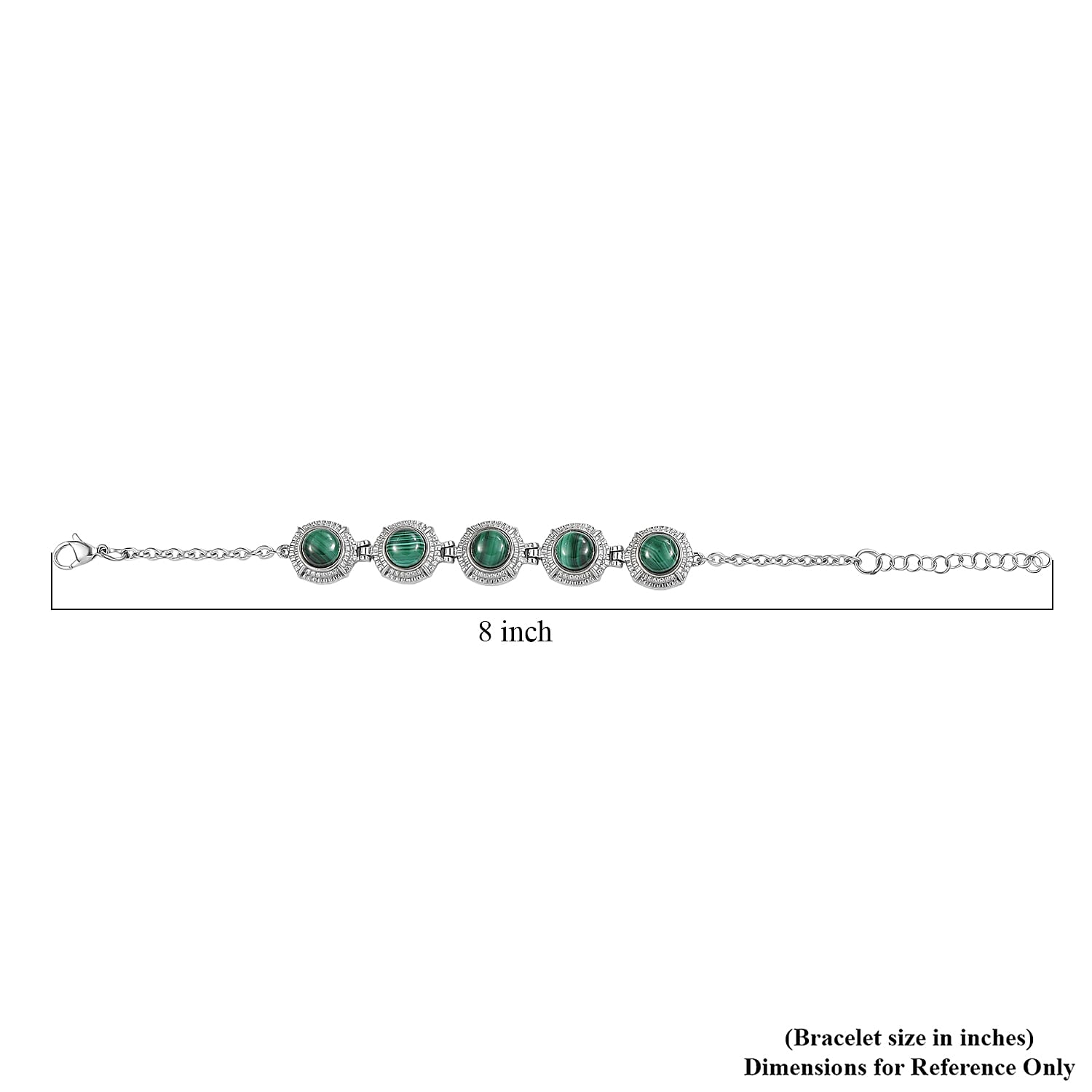 EverTrue African Malachite 15.65 ctw Bracelet in Stainless Steel (6.50 In)