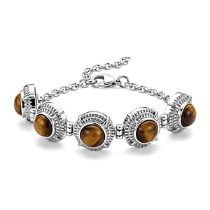 EverTrue Tigers Eye 12.40 ctw Bracelet in Stainless Steel (6.50 In)