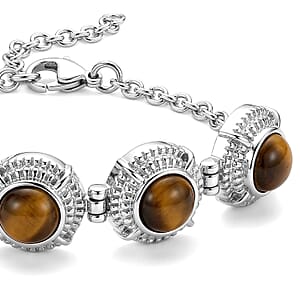 EverTrue Tigers Eye 12.40 ctw Bracelet in Stainless Steel (6.50 In)