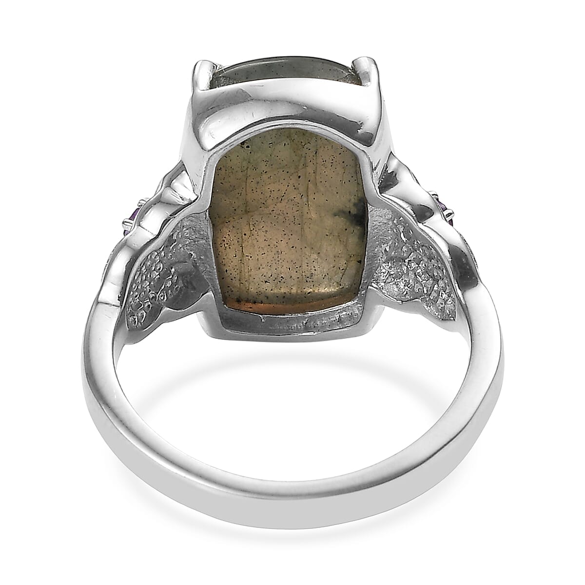 EverTrue Malagasy Labradorite and African Amethyst 9.10 ctw Ring in Stainless Steel (Size 10.0) image number 4