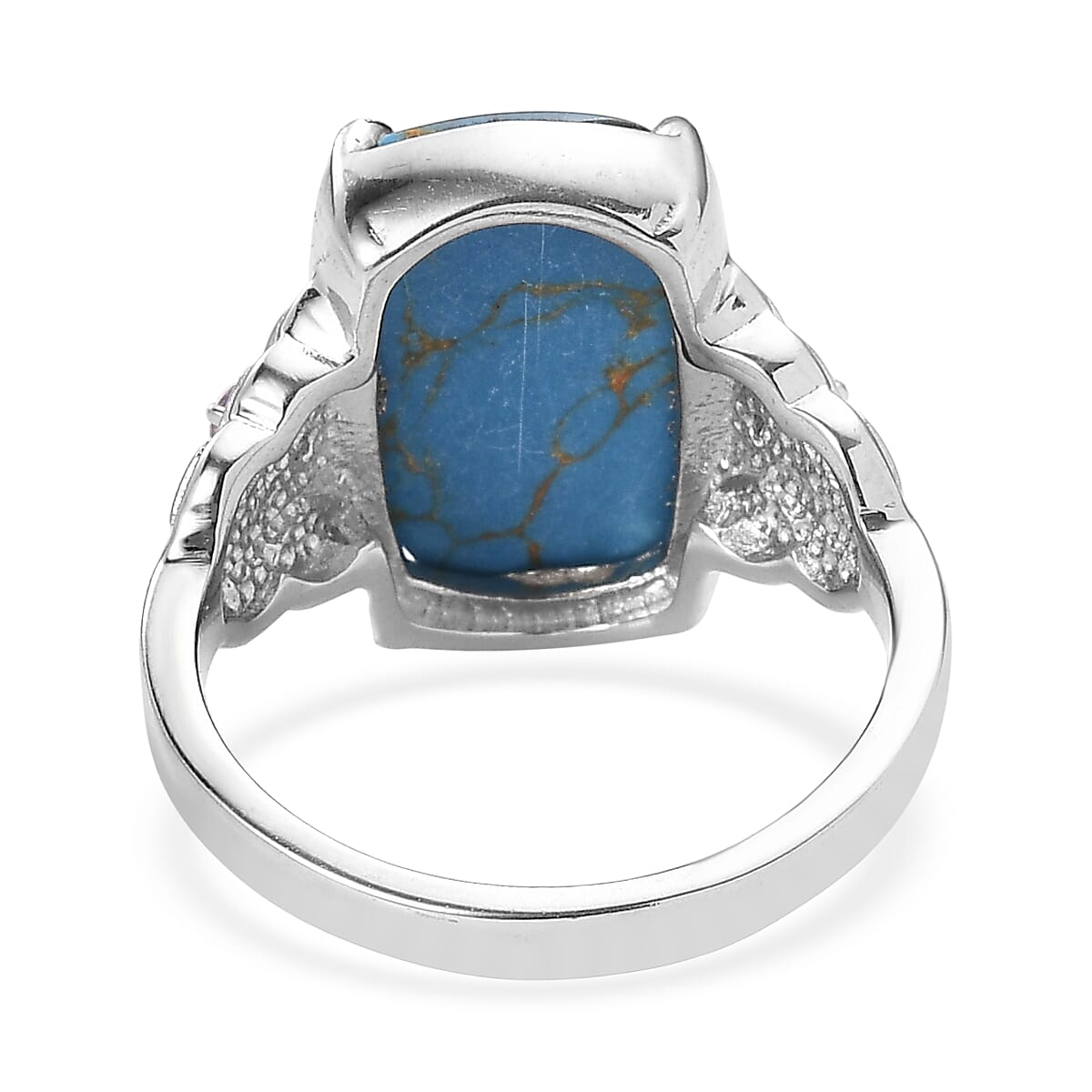 EverTrue Mojave Blue Turquoise and African Amethyst 5.90 ctw Ring in Stainless Steel (Size 10) image number 4