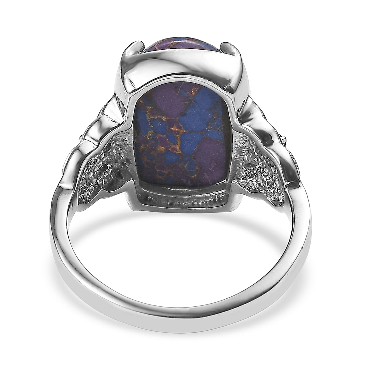 EverTrue Mojave Purple Turquoise and African Amethyst 7.00 ctw Ring in Stainless Steel (Size 5.0) image number 4