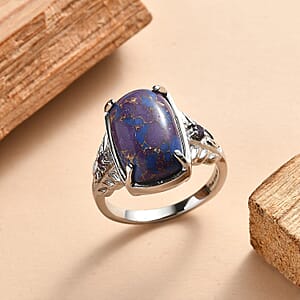 EverTrue Mojave Purple Turquoise and African Amethyst 7.00 ctw Ring in Stainless Steel (Size 7.0)