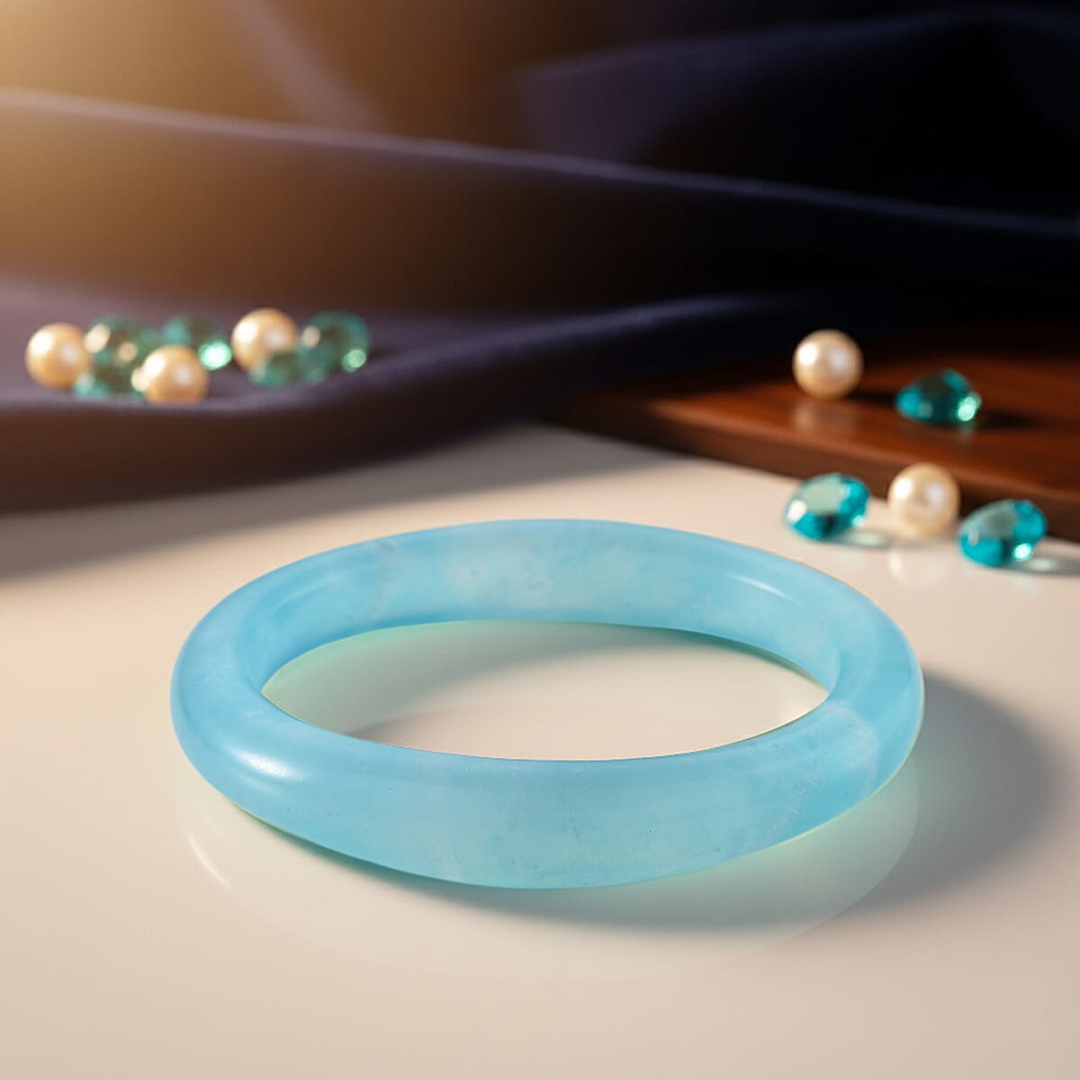 Amazonite 200.00 ctw Bangle Bracelet (7.75 In)  image number 1