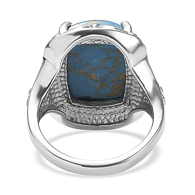 EverTrue Mojave Blue Turquoise 9.40 ctw Ring in Stainless Steel (Size 11.0)