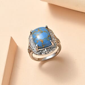 EverTrue Mojave Blue Turquoise 9.40 ctw Ring in Stainless Steel (Size 6.0)