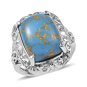 EverTrue Mojave Blue Turquoise 9.40 ctw Ring in Stainless Steel (Size 8.0)