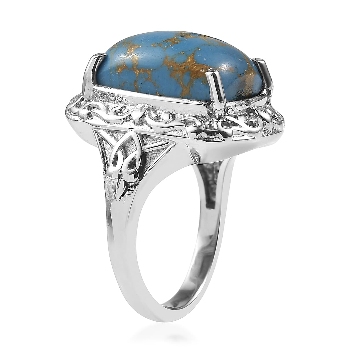 EverTrue Mojave Blue Turquoise 9.40 ctw Ring in Stainless Steel (Size 9.0) image number 3