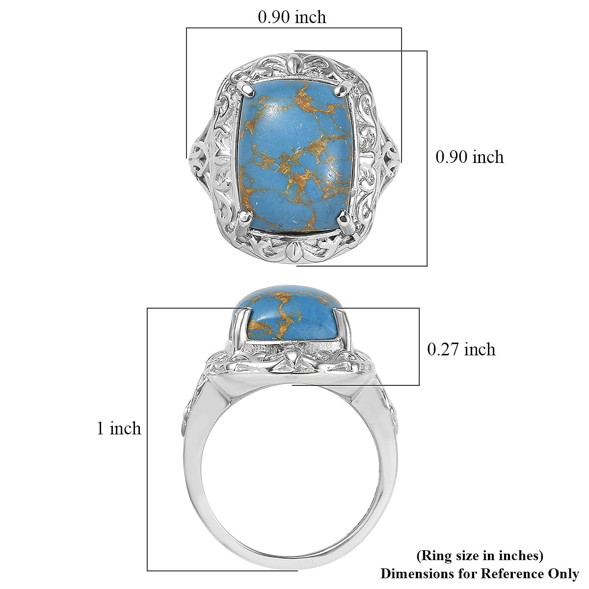 EverTrue Mojave Blue Turquoise 9.40 ctw Ring in Stainless Steel (Size 9.0) image number 5