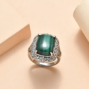 EverTrue African Malachite 12.65 ctw Ring in Stainless Steel (Size 10)