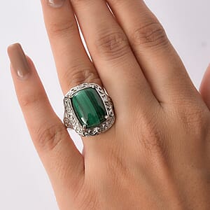 EverTrue African Malachite 12.65 ctw Ring in Stainless Steel (Size 10)