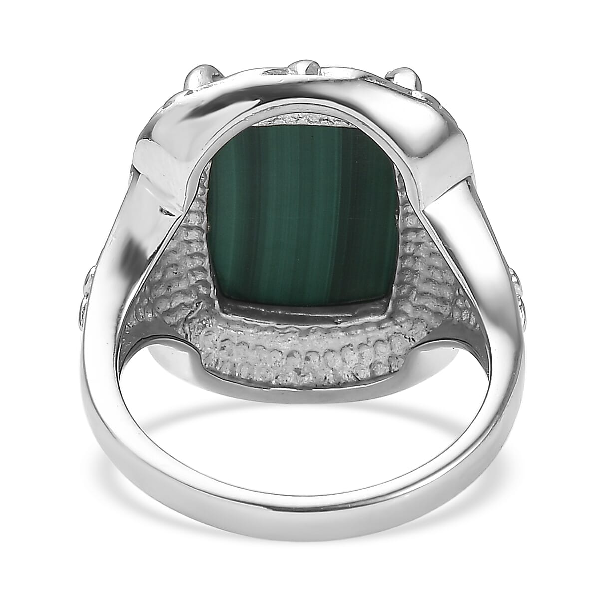 EverTrue African Malachite 12.65 ctw Ring in Stainless Steel (Size 5.0) image number 4