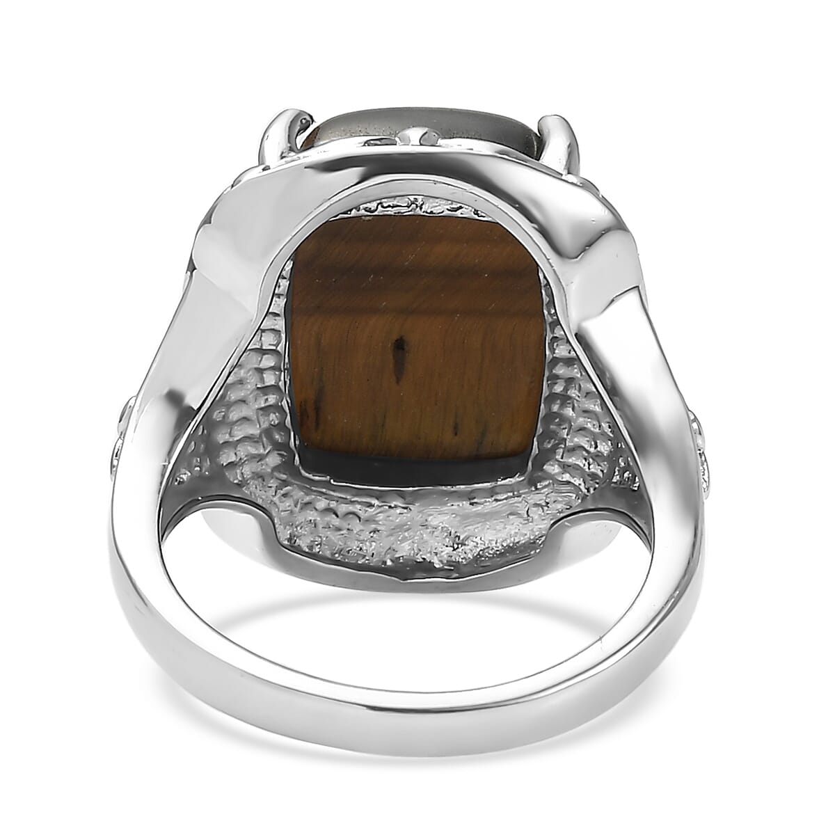 EverTrue Tigers Eye 10.40 ctw Ring in Stainless Steel (Size 6.0) image number 4