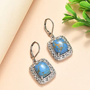 EverTrue Mojave Blue Turquoise 10.00 ctw Earrings in Stainless Steel