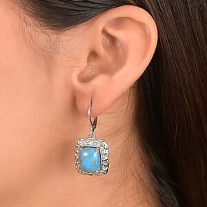 EverTrue Mojave Blue Turquoise 10.00 ctw Earrings in Stainless Steel