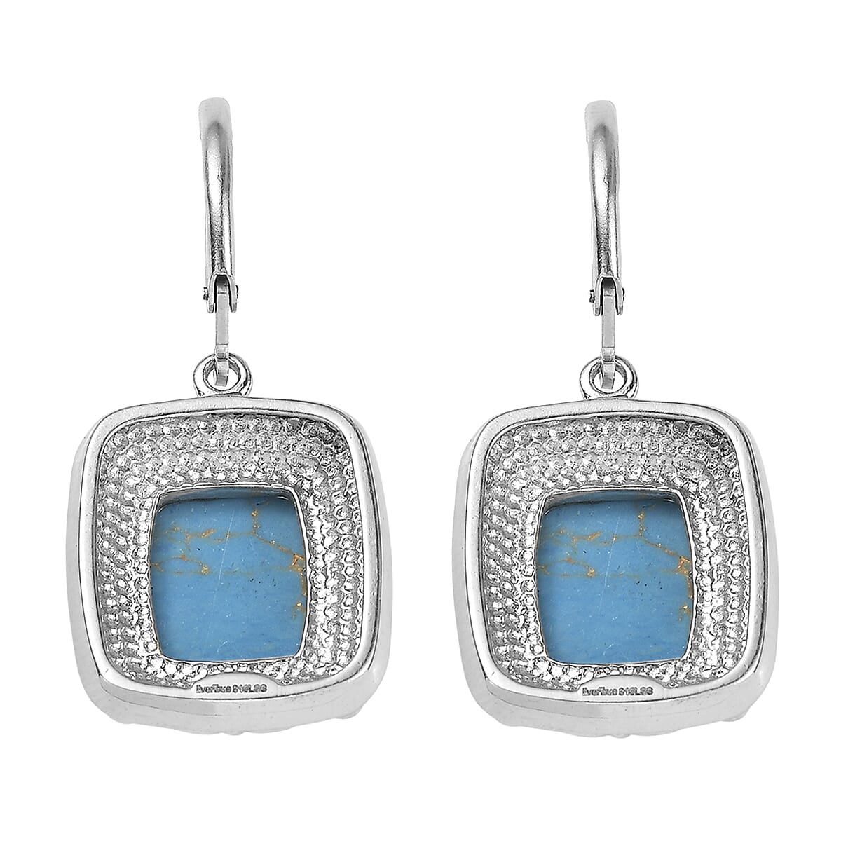 EverTrue Mojave Blue Turquoise 10.00 ctw Earrings in Stainless Steel