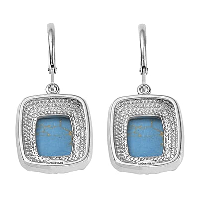 EverTrue Mojave Blue Turquoise 10.00 ctw Earrings in Stainless Steel