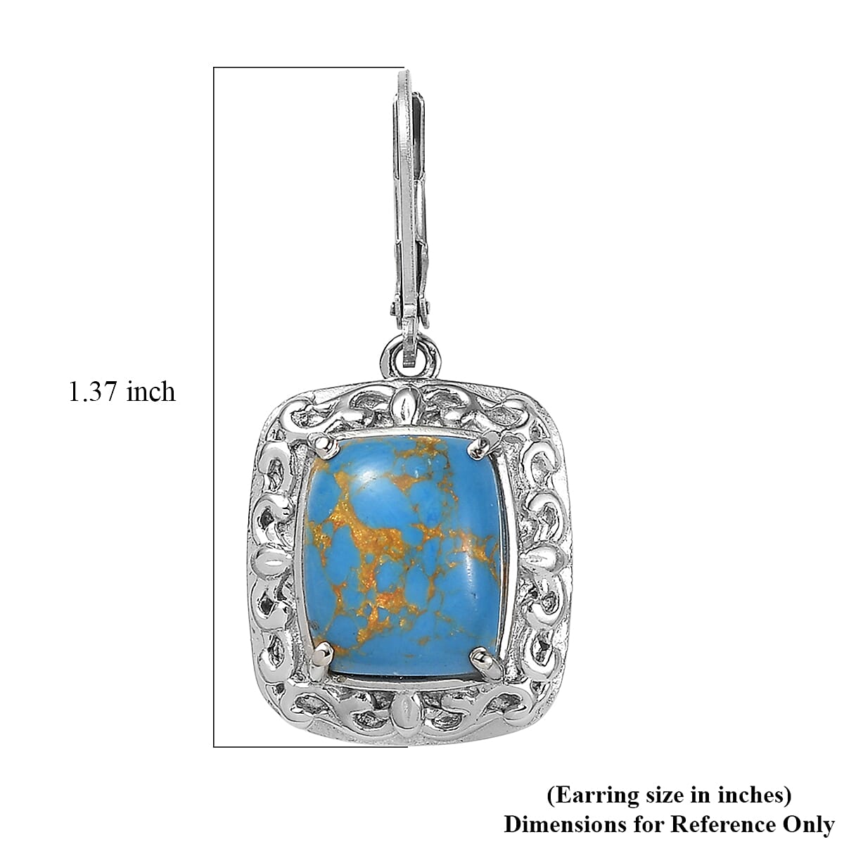 EverTrue Mojave Blue Turquoise 10.00 ctw Earrings in Stainless Steel image number 5