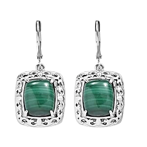 EverTrue African Malachite 13.80 ctw Earrings in Stainless Steel