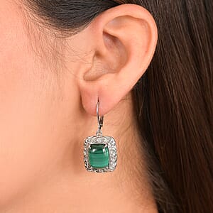EverTrue African Malachite 13.80 ctw Earrings in Stainless Steel