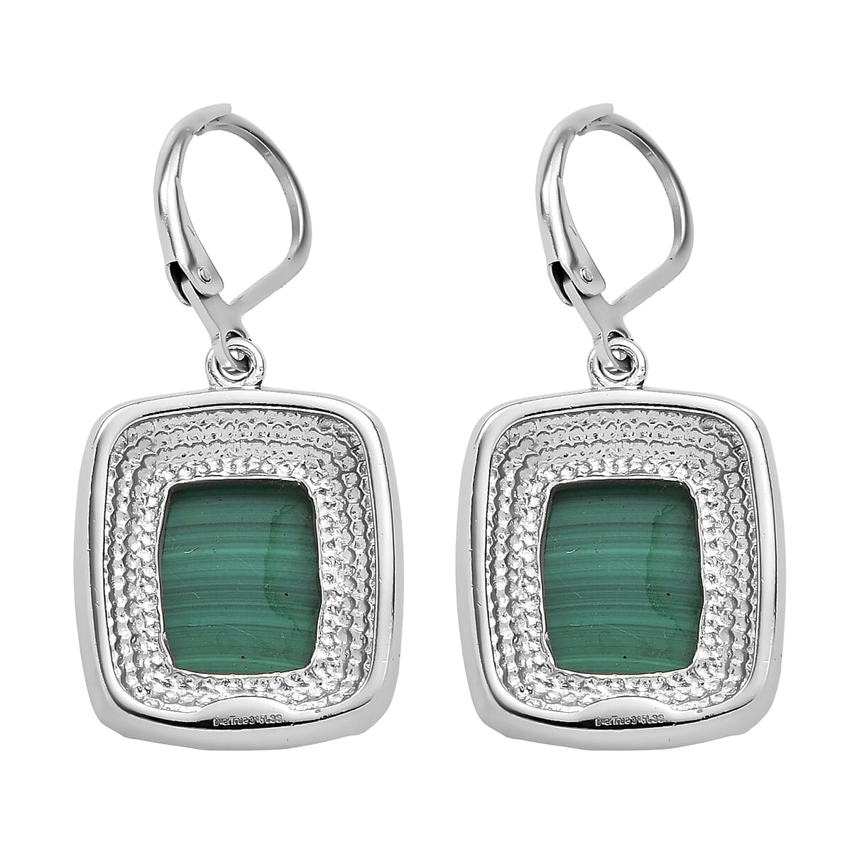 EverTrue African Malachite 13.80 ctw Earrings in Stainless Steel image number 3
