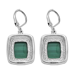 EverTrue African Malachite 13.80 ctw Earrings in Stainless Steel