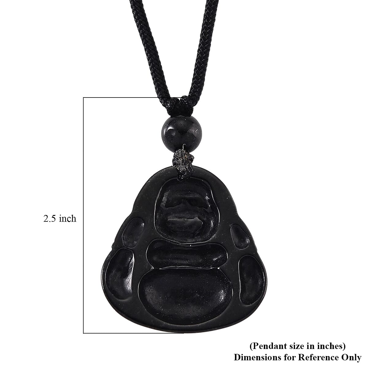 Black Jade (D) 20.00 ctw Carved Buddha Pendant with Black Cord Necklace (28 Inches) image number 6