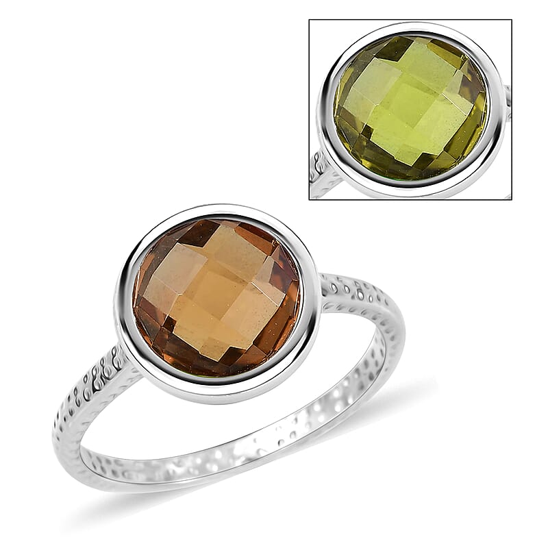 D'Joy Autumn Alexite 3.75 ctw Art Deco Ring in Platinum Over Sterling Silver (Size 10.0)