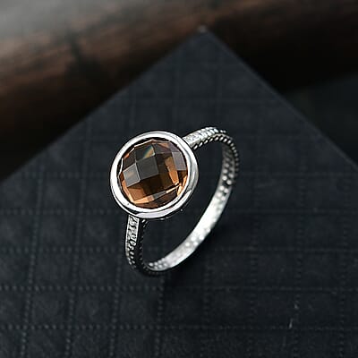 D'Joy Autumn Alexite 3.75 ctw Art Deco Ring in Platinum Over Sterling Silver (Size 10.0)