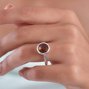 D'Joy Autumn Alexite 3.75 ctw Art Deco Ring in Platinum Over Sterling Silver (Size 10.0)