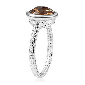 D'Joy Autumn Alexite 3.75 ctw Art Deco Ring in Platinum Over Sterling Silver (Size 10.0)