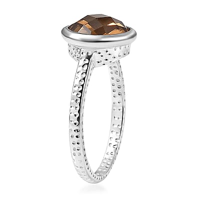 D'Joy Autumn Alexite 3.75 ctw Art Deco Ring in Platinum Over Sterling Silver (Size 10.0)