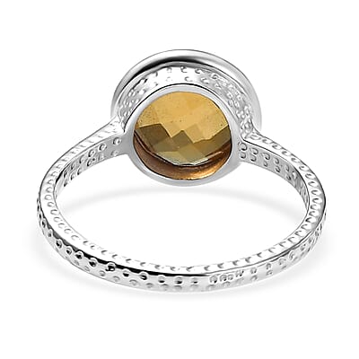 D'Joy Autumn Alexite 3.75 ctw Art Deco Ring in Platinum Over Sterling Silver (Size 10.0)