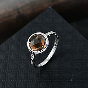 D'Joy Autumn Alexite 3.75 ctw Art Deco Ring in Platinum Over Sterling Silver (Size 6.0)