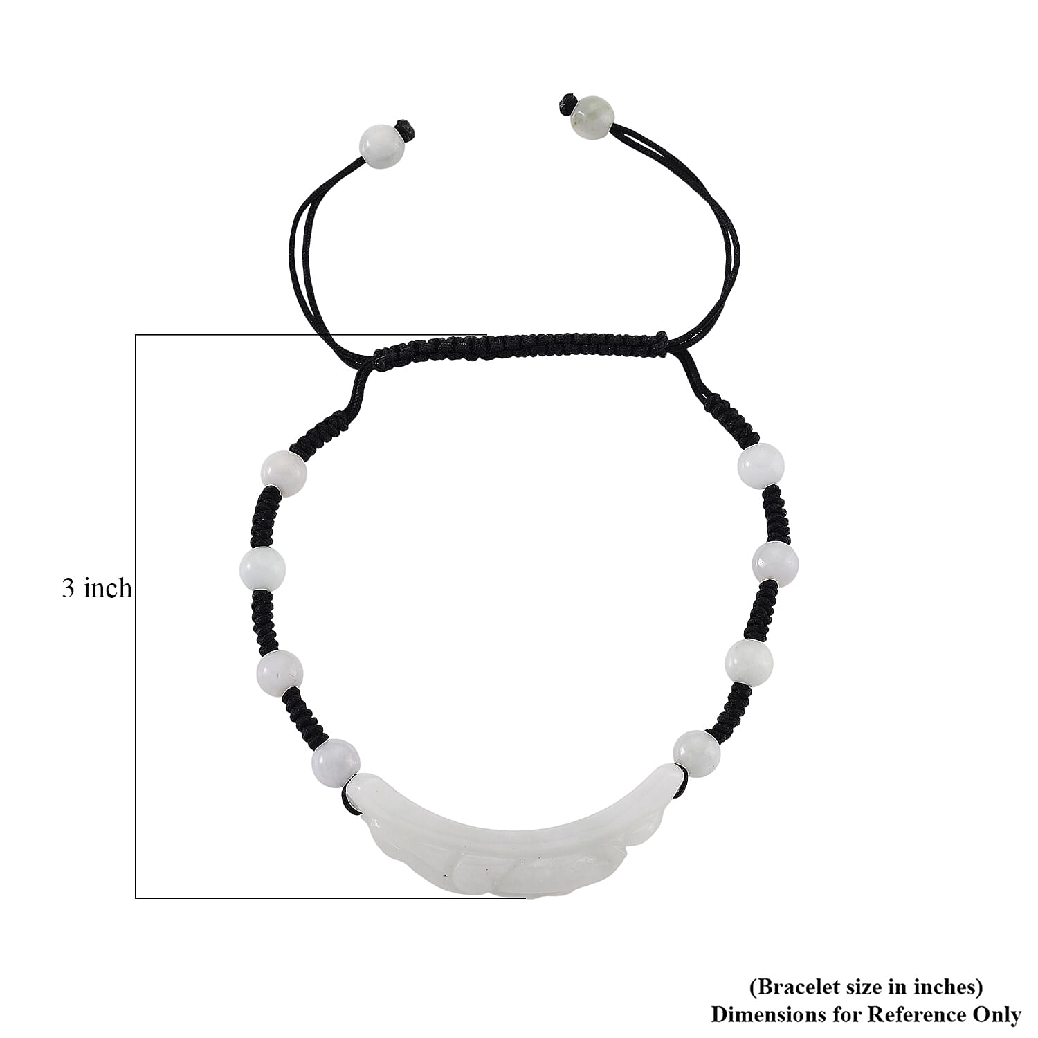 Natural Jade 50.00 ctw Carved Black Cord Adjustable Shamballa Bracelet