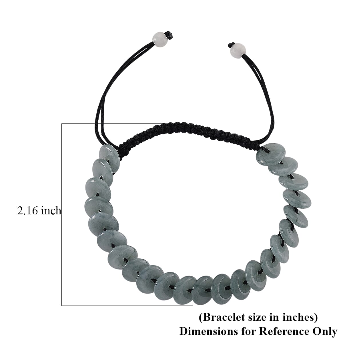 Natural Olmec Jade 65.00 ctw Discs Black Cord Adjustable Shamballa Bracelet image number 5