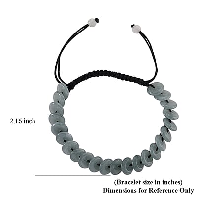 Natural Olmec Jade Discs Shamballa Bracelet With Black Cord Adjustable 65.00 ctw