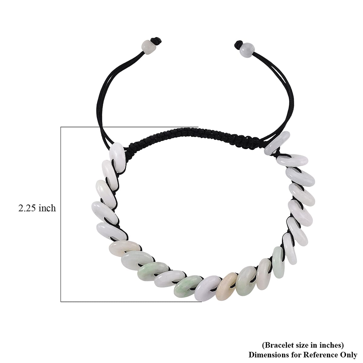 Natural Jade 65.00 ctw Discs Black Cord Adjustable Shamballa Bracelet image number 6