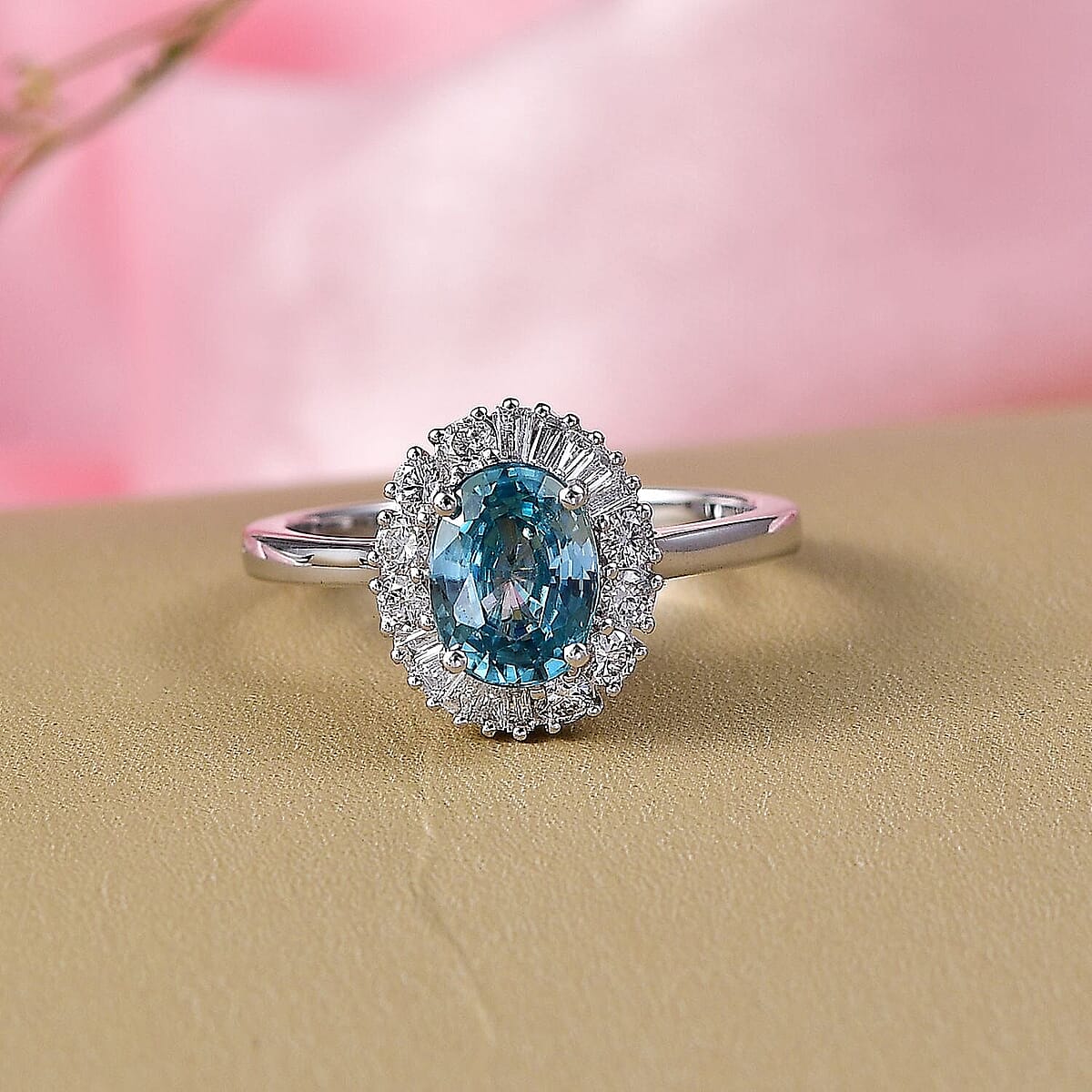  AAA Cambodian Blue Zircon and Luxuriant Lab Grown Diamond G-H SI 2.58 ctw Ring in 10K White Gold (Size 10.0) image number 1